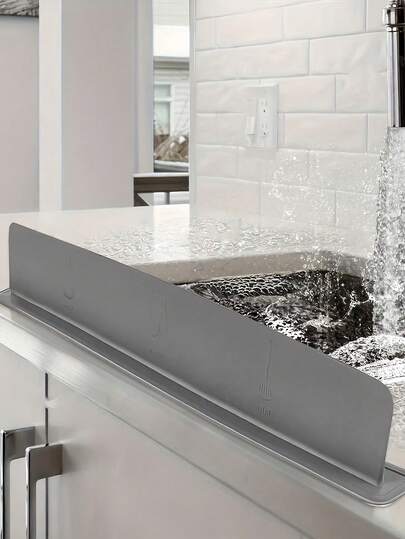 Protector contra salpicaduras de silicona con ventosa, protector contra salpicaduras antideslizante para fregadero de cocina, apto para bañera de baño, accesorio esencial para cocina, baño y encimeras