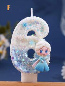 Snowflake Color Matching Birthday Candle, Party Favor, Numeral Candle, Suitable For Party, Birthday And Anniversary Decoration, Exquisite Atmosphere Decorative Candle