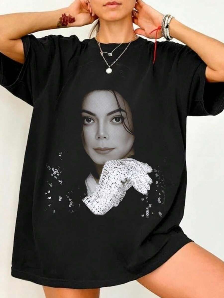 Vintage Jackson Graphic Tee _  Colors Oversized T-Shirt - màu đen - Xem 1