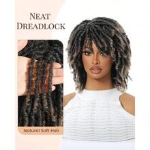 Wig For  And Men Short Afro Twist Faux Locs Braided Wigs Glueless Synthetic Afro Curly Wigs Ombre Blonde, 12 Inch - Ombre tóc vàng - Xem 2