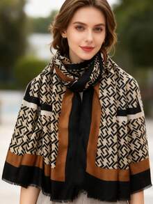 1pc Geometric Plaid Fashion Scarf, Suitable For Daily Wear - Multicolor - View 1