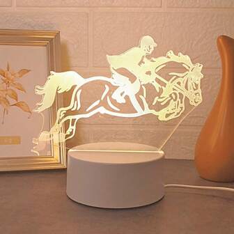 1 buc. Lampă de noapte creativă în formă de cal cu iluminare 3D USB, lampă de birou cu cal, decor pentru casă, lumină decorativă pentru sufragerie/dormitor, cadou de ziua de naștere/sărbători, lumină de noapte sport