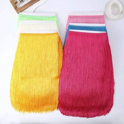 50cm de ancho Textil de poliéster con flecos, accesorio de disfraz para baile latino, decoración de cortinas DIY