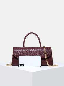 Túi tote dệt Novachic, túi xách công sở thanh lịch, túi đeo vai thời trang, đơn giản, đa năng, cổ điển, màu vàng, phù hợp cho đi làm, văn phòng, hẹn hò. - Màu Đỏ Sâu - Xem 6