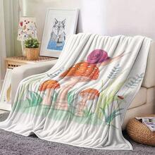 Soft & Cozy Mushroom Forest Fairy Tale Snail Blanket - Breathable, Non-Stuffing, Easy-Care Polyester Throw For Home Decor, Sofa, Bedroom, Office, Dorm - Perfect Gift For All Seasons, Light Beige, Whimsical Mushroom Design With Vibrant Colors, Allseason Throw |   Whimsical Decor |   Ultrasonic Embossing, Mushroom Decor - màu đen - Xem 4