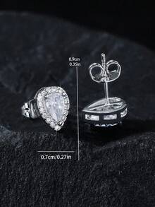 1 Pair/2pcs Punk Style Rhinestone Shield Stud Earrings, Geometric Cubic Zirconia Copper Plated, Unisex Fashion Earrings For Daily Wear And Parties, Suitable As Valentine's Day Or New Year Gift - Multicolor - View 23