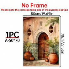 1/6 Canvas Poster Of Islamic Architecture. Bohemian Oriental Arch Watercolor Poster. Islamic Art, Middle Eastern Decor. Ideal For Wall Decor In Living Room, Bedroom, Hallway, Dining Room And Office Corridor. Home Decor And Wall Art! Interior Decoration. Room Decor Aesthetics, Frame Optional - Multicolor - View 38