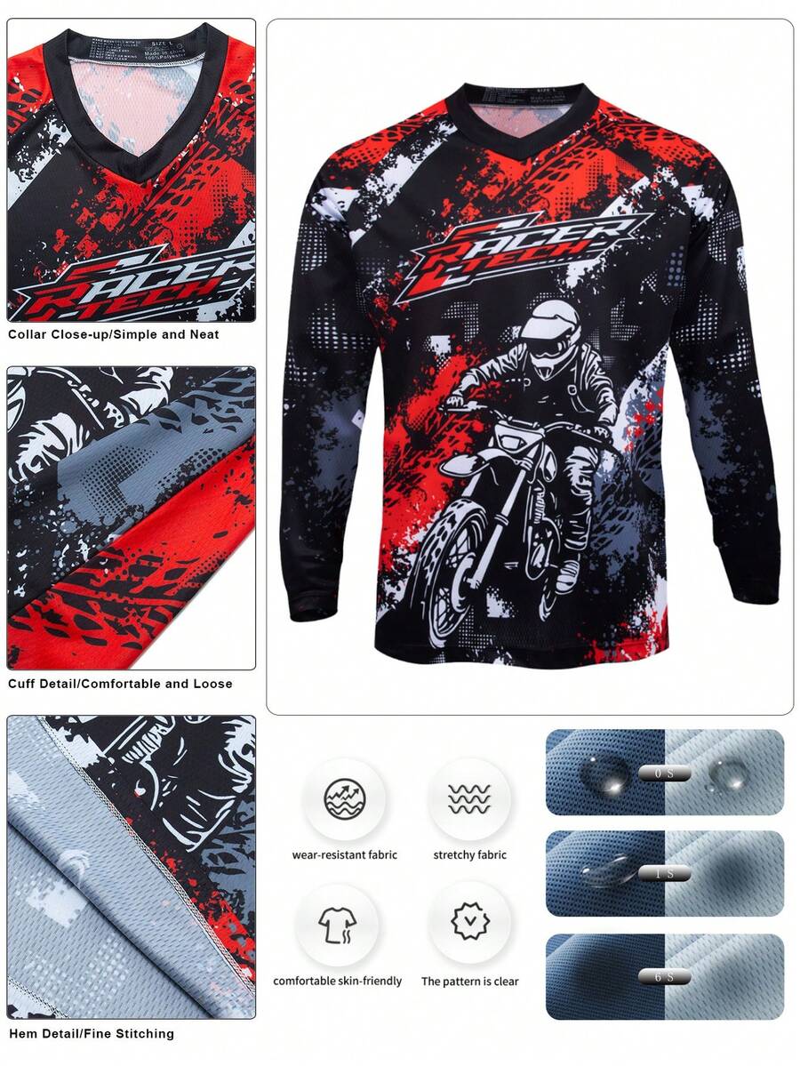 قميص موتوكروس بأكمام طويلة للرجال، بلوزة هبوط جبلي للدراجات الهوائية خارج الطرق، تي شيرت سباق دراجات سريع الجفاف، بولارا إندورو لركوب الدراجات الجبلية، ملابس بلوكيكور - متعدد الألوان - مشاهدة 1
