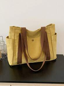 1pc Women Oxford Cloth Tote Bag, Large Capacity Fashion Versatile Shoulder Bag, Work Commute Crossbody Bag, Korean Style