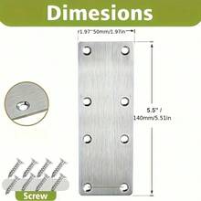 6Pcs Stainless Steel Metal Straight Brackets With Screws Repairing Mending Plate For Wood Furniture Easy To Install