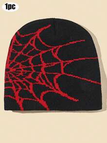 2pcs/1pc - Acrylic Spider Web Jacquard Knit Beanie Hat, Unisex, Adult Winter Outdoor Cycling Warm Knit Cap, Windproof Warm Hat, Insulation Protection, With Pom Pom - Multicolor - View 26