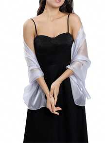 170*70cm Silky Evening Dress Shawl & Wrap: Soft Sheer Bridesmaid Wedding Formal Party Transparent Tulle Shawl 1 Pc - Multicolor - View 18