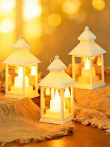 1个北欧风蜡烛灯，圣诞六边形灯笼，LED电子蜡烛，小型夜灯，复古烛台装饰，适用于万圣节、圣诞节、感恩节、情人节、斋月等节日，日常礼物 - 暖白光 - 查看 2