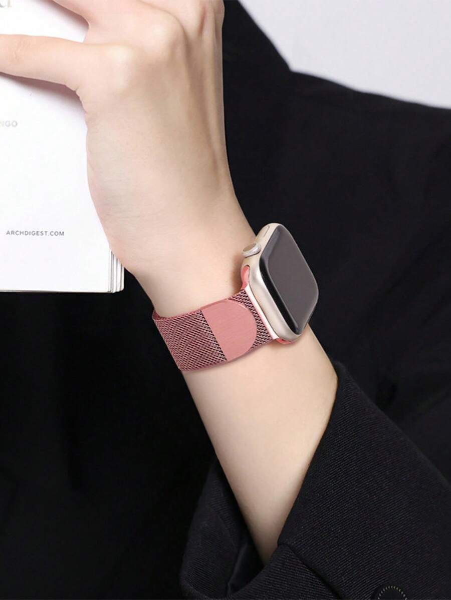 1 Stück Damen Mode Metall Uhrenarmband kompatibel mit 38mm 40mm 41mm 42mm 44mm 45mm 46mm 49mm, Luxus Edelstahl Armband kompatibel mit Apple Watch Series Ultra 3/2/1 11 10 9 8 7 SE3 6 5 4 3 2 1, Mode Smartwatch Armband kompatibel mit Apple Watch Bändern, Armband Uhr Armband Zubehör - Pink - Übersicht 1