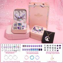DIY手链制作套装 | 便携式串珠首饰礼盒，适合女孩和儿童 | 创意手工套装，适合生日派对、圣诞节、情人节和复活节 - 小公主梦想系列，配有精美包装和便携式手链收纳盒 - 送给女孩的最佳礼物