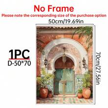 1/6 Canvas Poster Of Islamic Architecture. Bohemian Oriental Arch Watercolor Poster. Islamic Art, Middle Eastern Decor. Ideal For Wall Decor In Living Room, Bedroom, Hallway, Dining Room And Office Corridor. Home Decor And Wall Art! Interior Decoration. Room Decor Aesthetics, Frame Optional - Multicolor - View 31