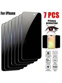 7片裝隱私螢幕保護貼，相容 iPhone 17/16/16e/15/14/13/13 Pro/12/11/17 Pro Max/17 Air/16 Pro Max/15 Pro Max/14 Pro/Plus/Mini/X/XR/XS Max/7/8/SE2/SE3，9H+ 鋼化玻璃膜，相容動態島，防刮、全螢幕覆蓋、隱私防窺 - 7件 - 查看 25