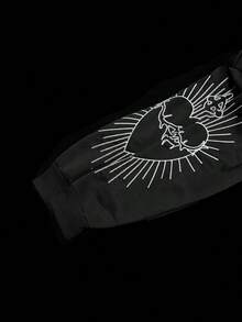 Y2K Zip-Up Hoodie Hell In Paradise Embroidery Patch Graphic Streetwear - 黑色(2171 刺繡) - 查看 6