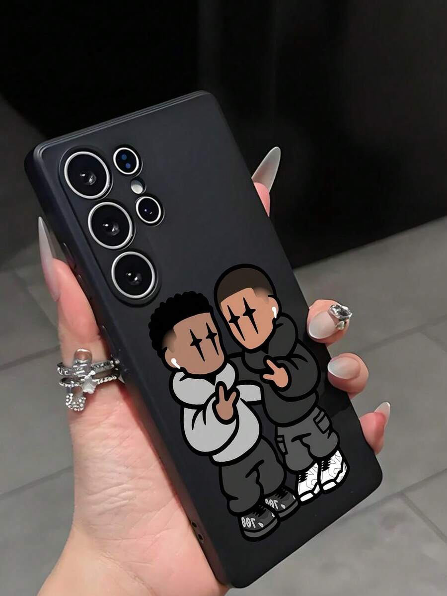 1 Peça Capa/Capinha de Telefone Antiderrapante Personalizada Compatível com iPhone 17/17 Air/17 Pro/17 Pro Max, Honor, Redmi, Galaxy A04e/A05s/A13/A14/A15/A34/A35/A50/A52/A53/A54/S21/S22/S23/S24/S25/S25Ultra, 6A/7A/8A, 12T/13T/14T - Preto - Visão 1