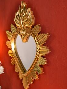 1pc Simple Sacred Heart Flame Shaped Decorative Hanging Ornament, Handmade Flame Heart Shaped Decor For Wall, Suitable For Religious Wall Decor, Home Living Room, Bedroom, Study Room Wall Decoration Or Photography Prop - Multicolor - View 10