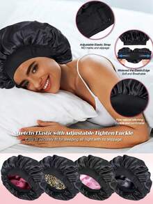 Nunify Seide Satin Haube zum Schlafen, Doppelschicht Satin Haube, verstellbare Hauben für Frauen, Schlafmütze, umkehrbarer Haarbedeckung für lockiges Haar, Haarpflege Kappe, Nachtkappe