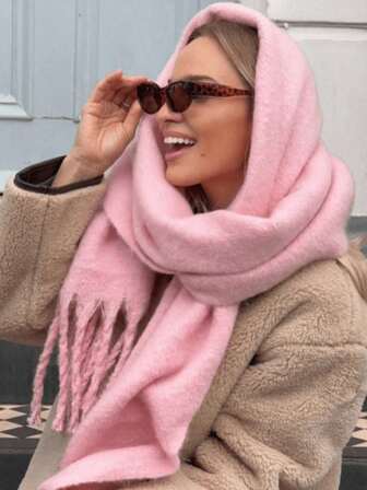 1 Stück Damen Minimalistische einfarbige Faux-Kaschmir Schal, geeignet für Jahreszeiten-Übergang, Alltagstragen, windabweisend und warm, Neujahrgeschenk