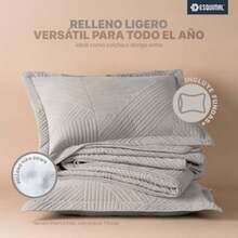 ESQUIMAL Edredón Ligero Reversible Pinsonic Velvet con Fundas de Almohada Colcha Doble Vista para Todo el Año (, )(Beige Individual) - Multicolor - Ver 6