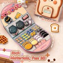 Random Waffle Paper Craft Quiet Book Kit - DIY Food-Making Scrapbook With Materials | Cute Paper Dolls | Stress-Relief Handmade Activity For Leisure & Creative Fun