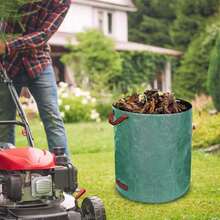 1pc 500L Heavy-Duty PP Garden Waste Bags - Reusable Yard Debris Bags With Industrial Fabric And Handles For Plant, And Leaf Collection - Green - View 9
