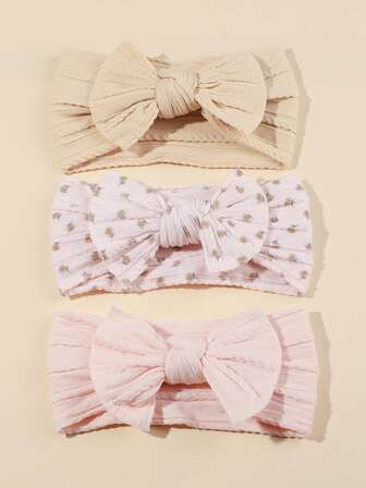 3 st/förpackning rosetthårband för spädbarn och småbarn, supermjuka, tryckta elastiska hårband i nylon, skydd för babyfontanellen, lämpliga för alla årstider