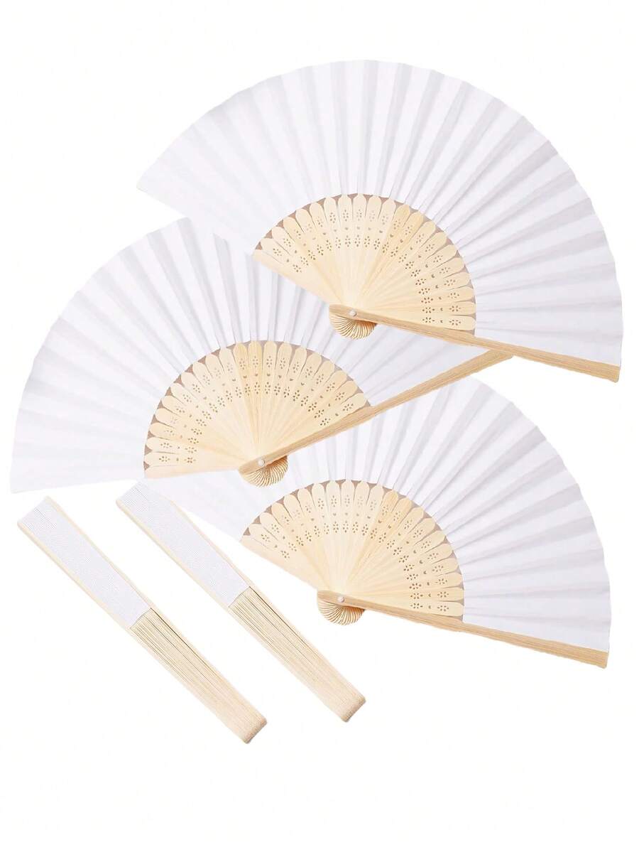 1pc/5pcs/10pcs DIY Blank Hand-Painted Folding Fans, Retro Hand Fans, Personalized Folding Paper Fans, Portable Party & Wedding Supplies, Fan Gifts & Decorations, Wedding Fans, Hand-Held Fans, Suitable As Party Gifts And Photo Props. Applicable For Restaurants, Wall Decor, Weddings, Parties, Bridal Showers, Birthday Parties, Bachelorette Parties, Wedding Party Favors. - Multicolor - View 1