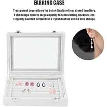 ZJchao Organizador de Joyero, Caja de Almacenamiento para Anillos con 7 Compartimentos, Organizador de Joyas de Terciopelo con Tapa de Cristal Transparente(Blanco)(default) - Multicolor - Ver 5