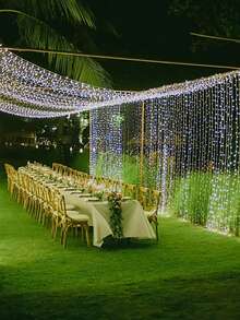 1 pieza 10/15/20m Luces de hadas de decoración del hogar con LED, alimentadas por batería/USB, decoración de árboles de patio exterior, luces de decoración de dormitorio, adecuadas para decoración de bodas, fiestas de cumpleaños, jardín, decoración de pared interior, decoración de cortinas del hogar - Blanco - Ver 6