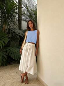 女式简约圆领纯色针织背心