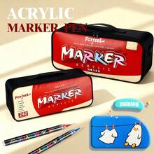1支装 366/320/288/240/168/120/72/60/48/36/24/12色丙烯马克笔，不透明防水可混色毛笔头，适用于木材、画布、石头、岩石绘画、玻璃、陶瓷、DIY工艺品、美术用品、学生绘画 - 丙烯馬克筆 - 查看 9