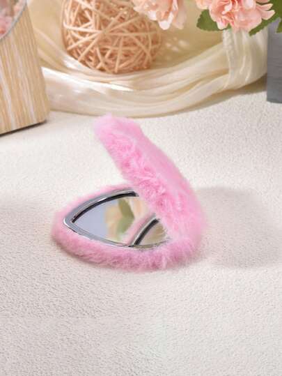 1 חלק מראות איפור קומפקטיות מראות איפור עם כיס מוך מראות איפור דו צדדיות מראות כיס לבביות מראה ניידת לנסיעות מראות מתקפלות מראת איפור לנסיעות, ורוד