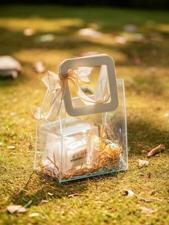 5 st/1 st genomskinliga presentpåsar, slitstarka med handtag, återanvändbara, lämpliga för bröllopspresenter, bröllopsceremoni, shopping, födelsedagspresenter, jubileumsfest, bankett, gör-det-själv-pyssel, presentförpackningar till alla hjärtans dag, alla hjärtans dag-nödvändigheter, presentinslagning till alla hjärtans dag