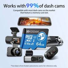 Kodak 128GB 行車記錄器記憶卡 32GB 監控攝影機原廠 Micro SD 卡 256GB 記憶卡 64GB 高速 V30 SD 閃存卡，相容於手機/筆記型電腦/桌上型電腦 - 藍色 - 查看 4