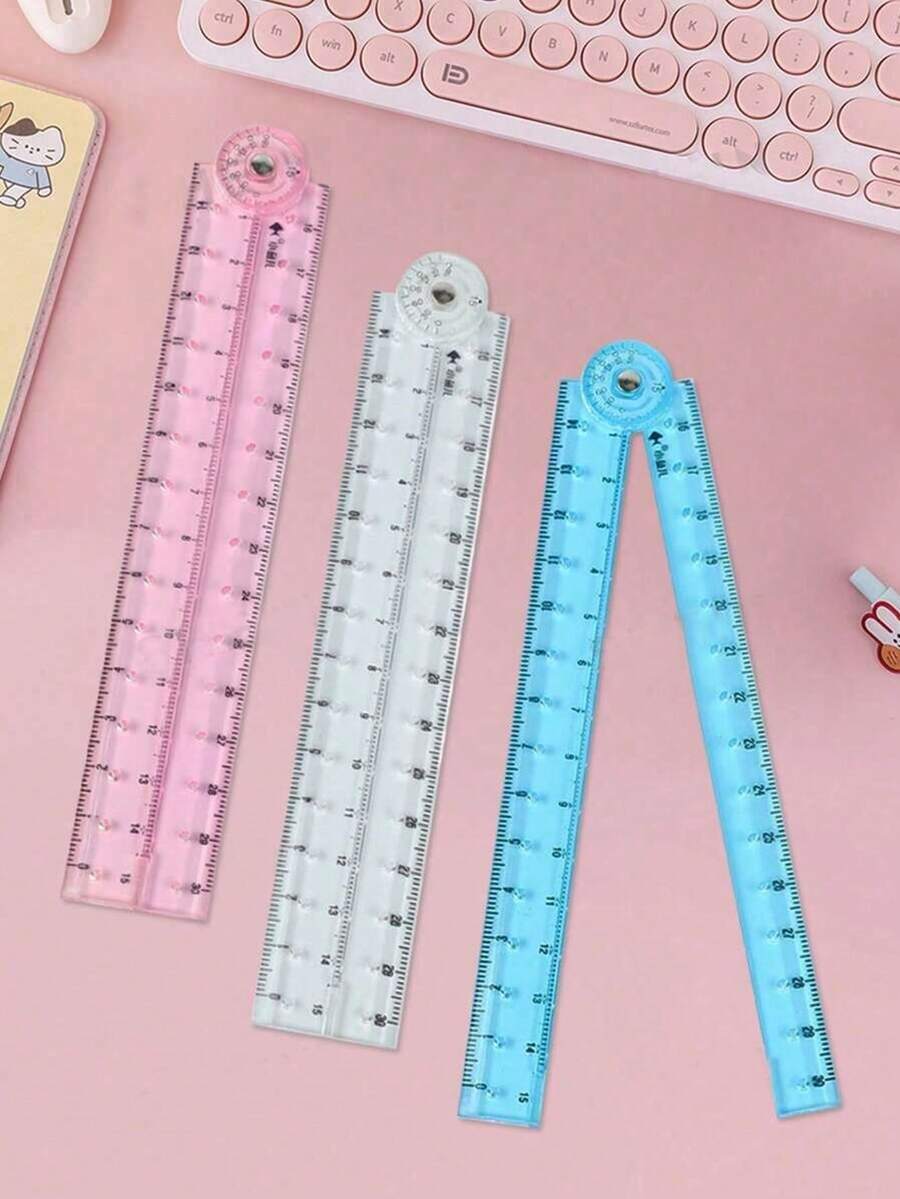 1 Peça Régua Dobrável Transparente Colorida de 15/30cm, Régua Dobrável Flexível, Régua de Desenho para Estudante, Suprimentos de Escola e Escritório, Ferramenta de Desenho, Adequada para Escola, Escritório, Presente para Colegas de Classe, Presente de Volta às Aulas, Artigos de Papelaria para Escola, Suprimentos Escolares, Coisas de Escola, Suprimentos para Professores, Presentes do Dia dos Namorados, Presentes de Feriado, Essenciais de Volta às Aulas, Réguas - Multicolorido - Visão 1