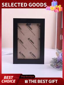 1pc Minimalist Wooden Wall Hanging Photo Frame For Living Room & Bedroom - Black - View 2