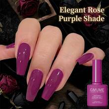 7.5ml Plum Purple Gel Nail Polish No.056, Deep Berry Mulberry Color, Soak Off UV/LED Cured, Elegant Fall Winter Manicure Varnish - Purple - View 6