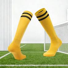 Conjunto com 3 pares de meias de futebol até o joelho, adequadas para adolescentes e adultos. Meias esportivas respiráveis e antiderrapantes, ideais para esportes de primavera e verão, corrida, ciclismo e caminhadas. Meias de futebol unissex até o joelho. - Multicolorido - Ver 14