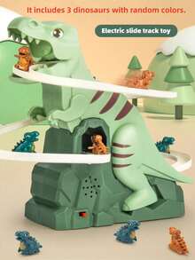 1 件儿童男孩女孩新款时尚恐龙机器人旋转自动爬楼梯/组装角色扮演音乐灯光早教互动智力趣味电动滑梯/蜿蜒轨道模型冒险游乐园趣味玩具车，适合亲子互动和生日礼物（包含 3 个迷你恐龙） - 恐龍滑滑梯 - 查看 2