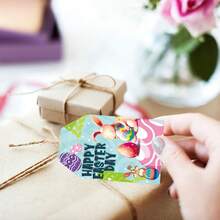 60pcs Cute Easter Gift Tag Set Rabbit Easter Egg Pattern With Hemp Rope Decoration Festival Gift Packaging Label, Cute Easter Tag