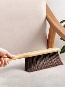 1pc Wooden Coffee Brush, Desktop Coffee Cleaning Brush, Coffee Powder Sweeping Cleaning Brush, Long Handle Bed Brush, Anti-Static Household Cleaning Brush, Soft Bristle Bed Brush, Carpet Bed Cleaning Magic Duster Brush. - Multicolor - View 2