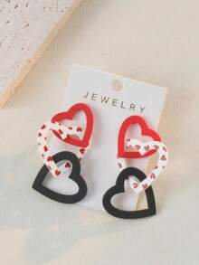 1 Pair Acrylic Hollow Heart Shaped Dangle Earrings, Party Accessories, Valentine's Day, Mother's Day Gift (Card Not Included) - Multicolor - View 3