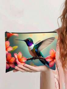 1pc Colorful Hummingbird/Bluebird Print Toiletry Bag, Durable Fade-Resistant Pouch, Portable Storage Bag, Student Pencil Case, Toiletry Bag, Pencil Case Travel Bag, Snack Bag Multi-Function Bag, Double-Sided Printing Toiletries Bag Travel Toiletry Bag Wash Bag Shower Bag Large Capacity For Women Packing Cubes Travel Essential Cruise Essentials Holiday Essential - Multicolor - View 7