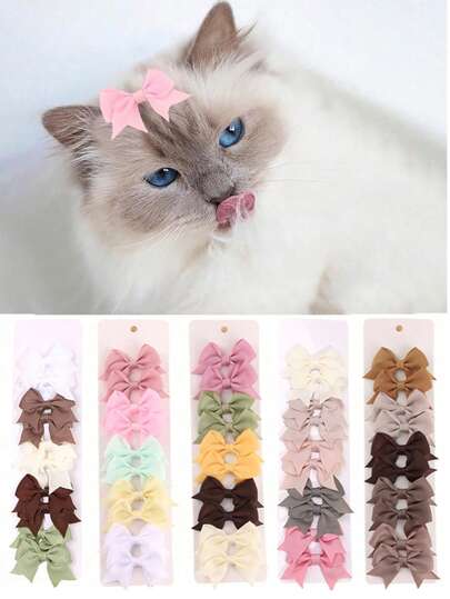 10pcs Solid Color Satin Hair Clips, Suitable For Cats, Dogs, Small Pets, Pet Accessories, Daily Pet Grooming, Pet Fashion Accessories, Cute Bow Hair Clips, Cute Pet Supplies, Pet Owners, Pet Lovers Gifts, Daily Pet Care, Pet Dressing