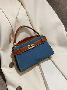 Mini Fashionable Versatile Contrast Color Casual Handbag For Women - Brown - View 6