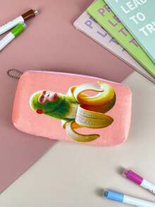 1pc(12cm/4.72Inch) Minimalist But Unique Pencil Case, Available In Yellow/Green/Pink/Blue, Weird Animal Figurine Pencil Bag, Perfect Gift And Collectible,Back To School,School Supplies,Pencil Pouch,School Bag - Multicolor - View 7